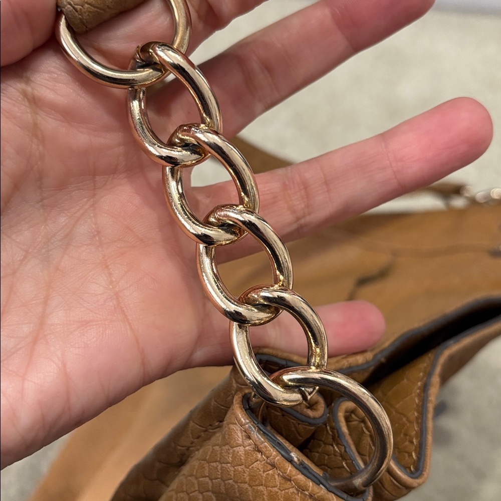 Jessica Simpson Bag Snake Embossed Brandy Hobo Leather Handbag - Picture 13 of 13